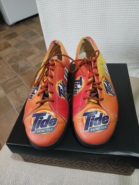 Vintage NASCAR Tide Racing Team Logo Sneakers - Number 10 Icon Leather USA 7.5